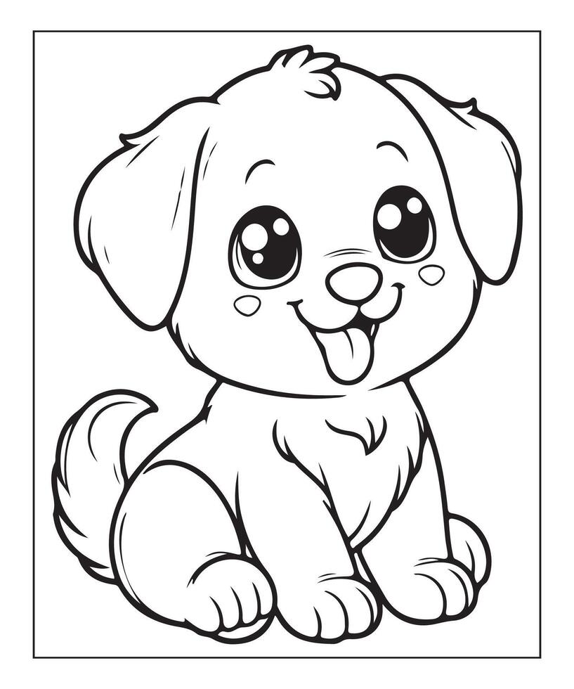 AI generated kids coloring page, dog coloring page illustration vector
