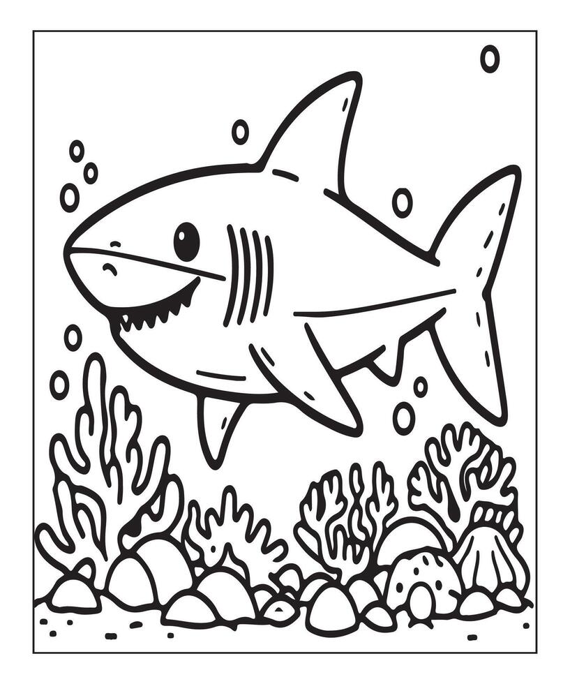 AI generated Printable shark coloring page for kids vector