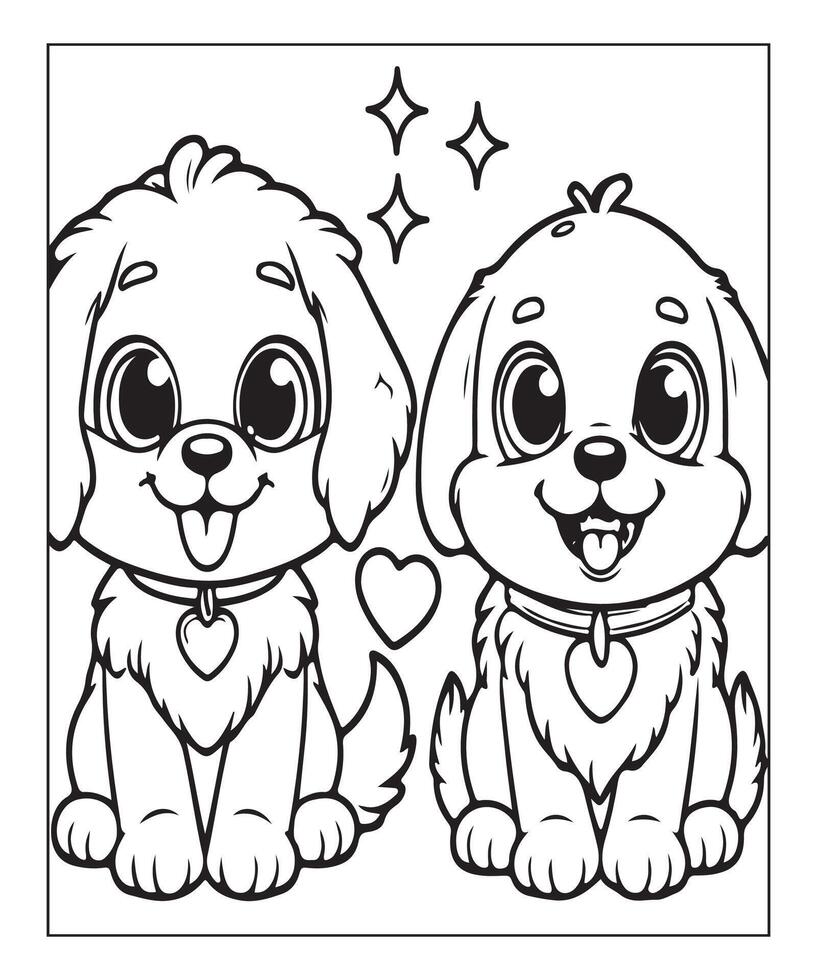 AI generated cute puppy coloring page illustration vector