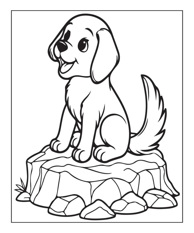 AI generated clean vector line art dog coloring page for kids