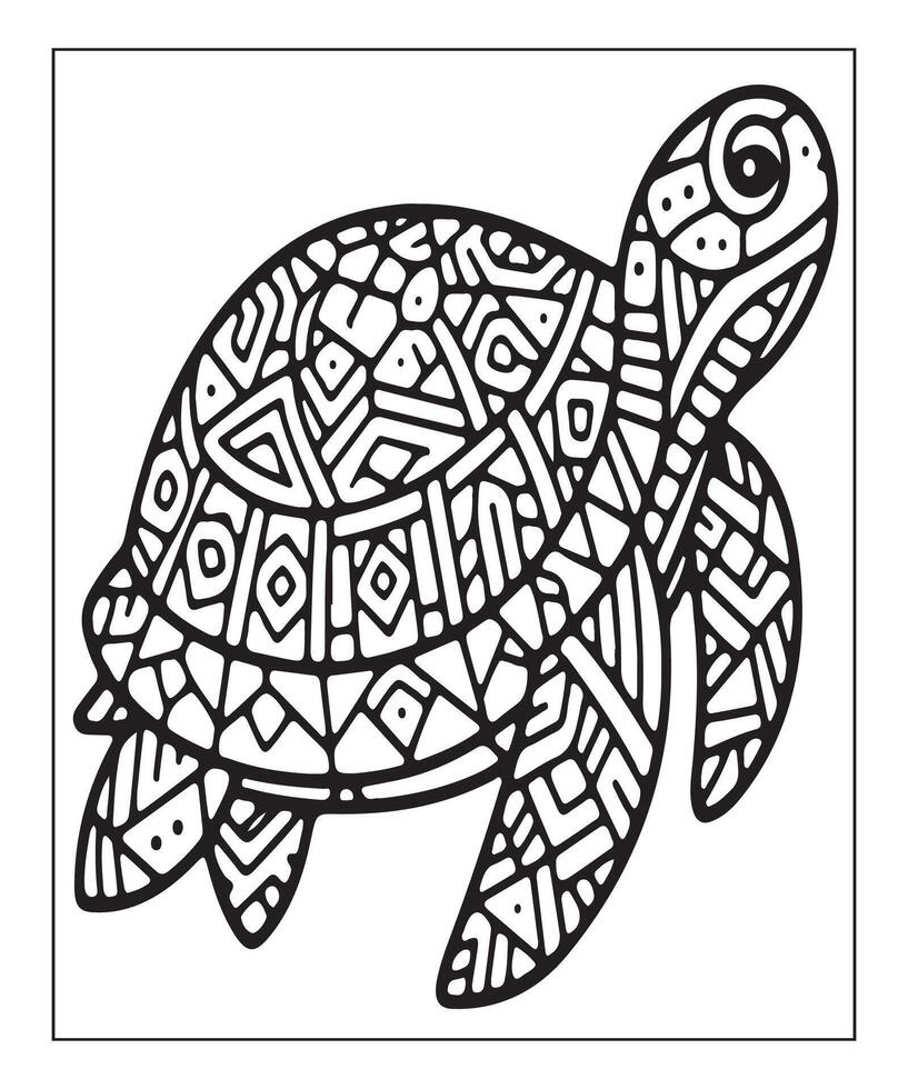 AI generated cute turtle coloring page for kids vector