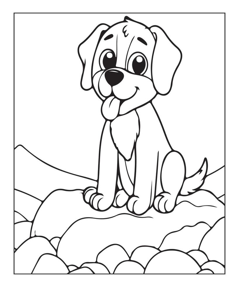 AI generated clean vector line art dog coloring page for kids