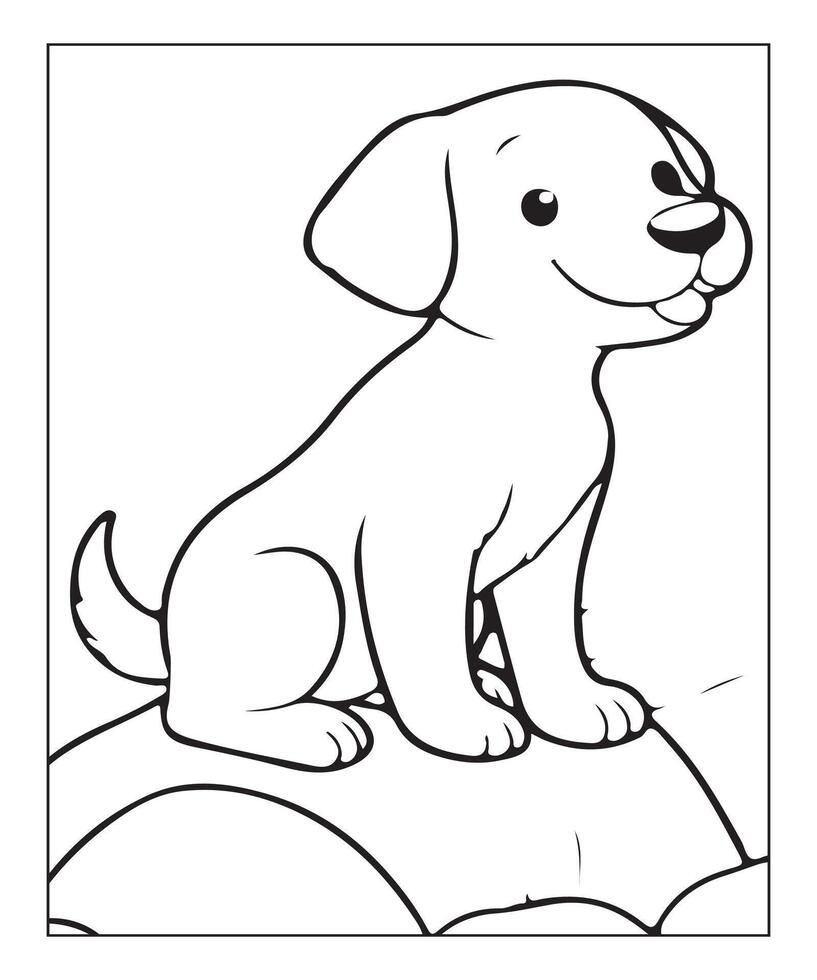 AI generated clean vector line art dog coloring page for kids