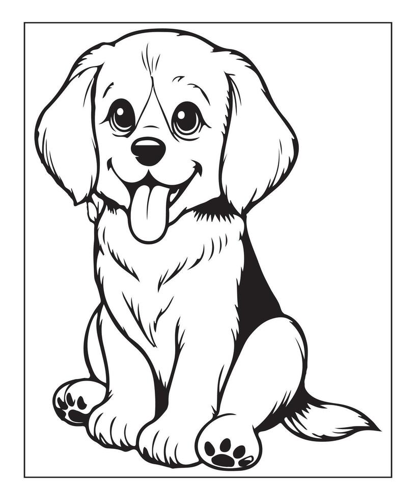 AI generated dog coloring page for kids vector