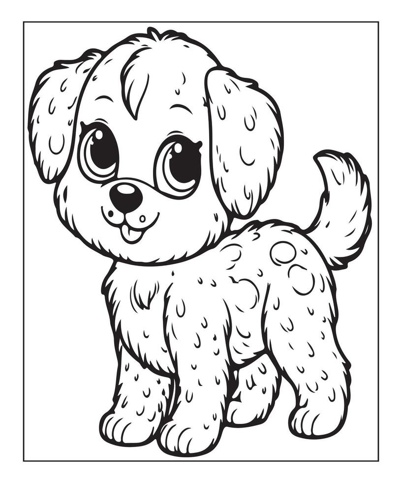 AI generated clean vector line art dog coloring page for kids