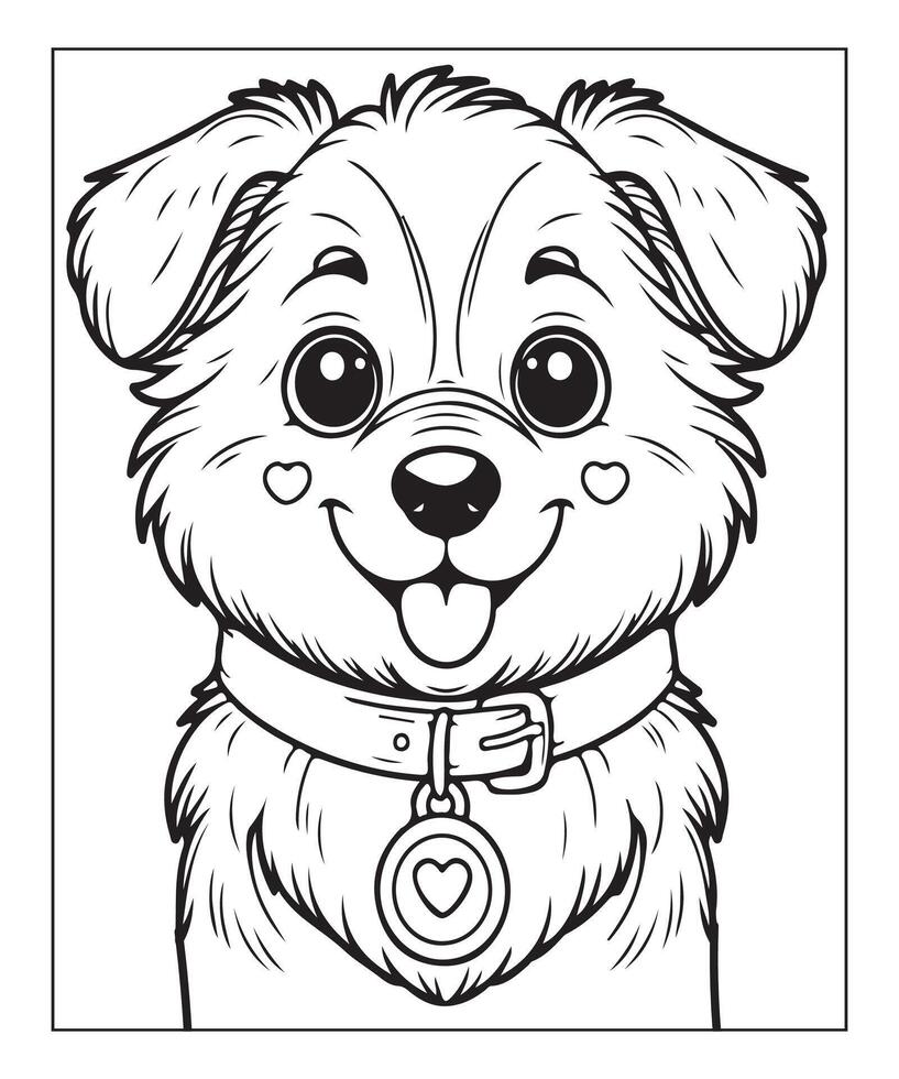AI generated kids coloring page, dog coloring page illustration vector
