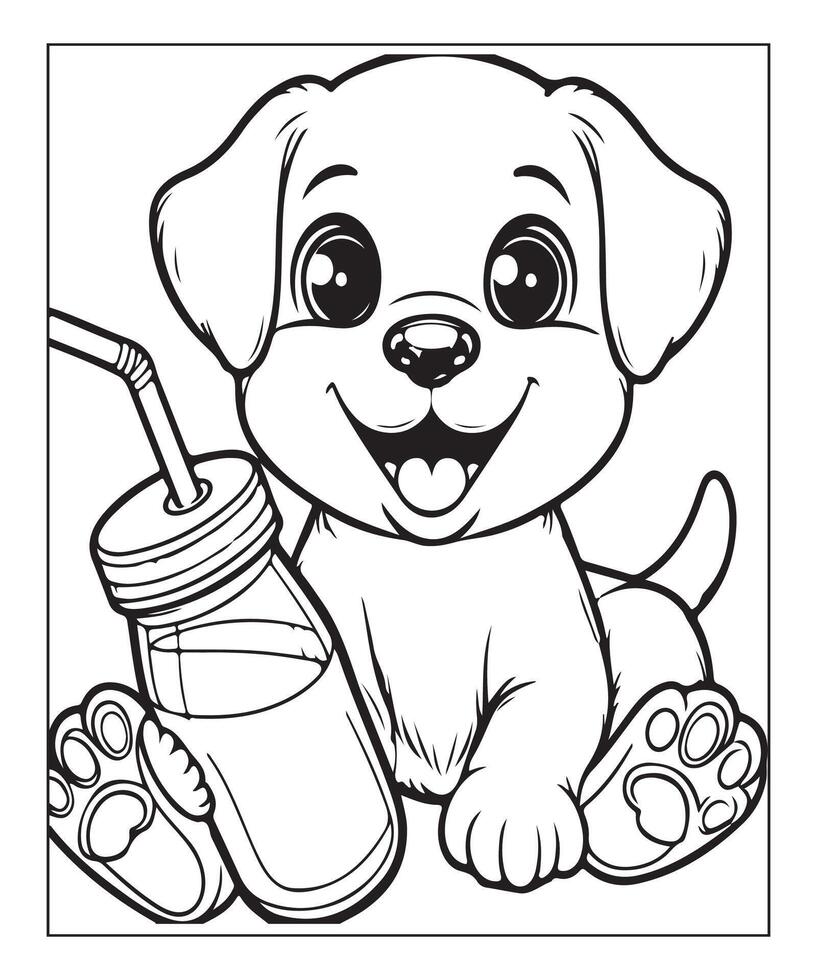 AI generated cute dog illustration coloring page for kids vector