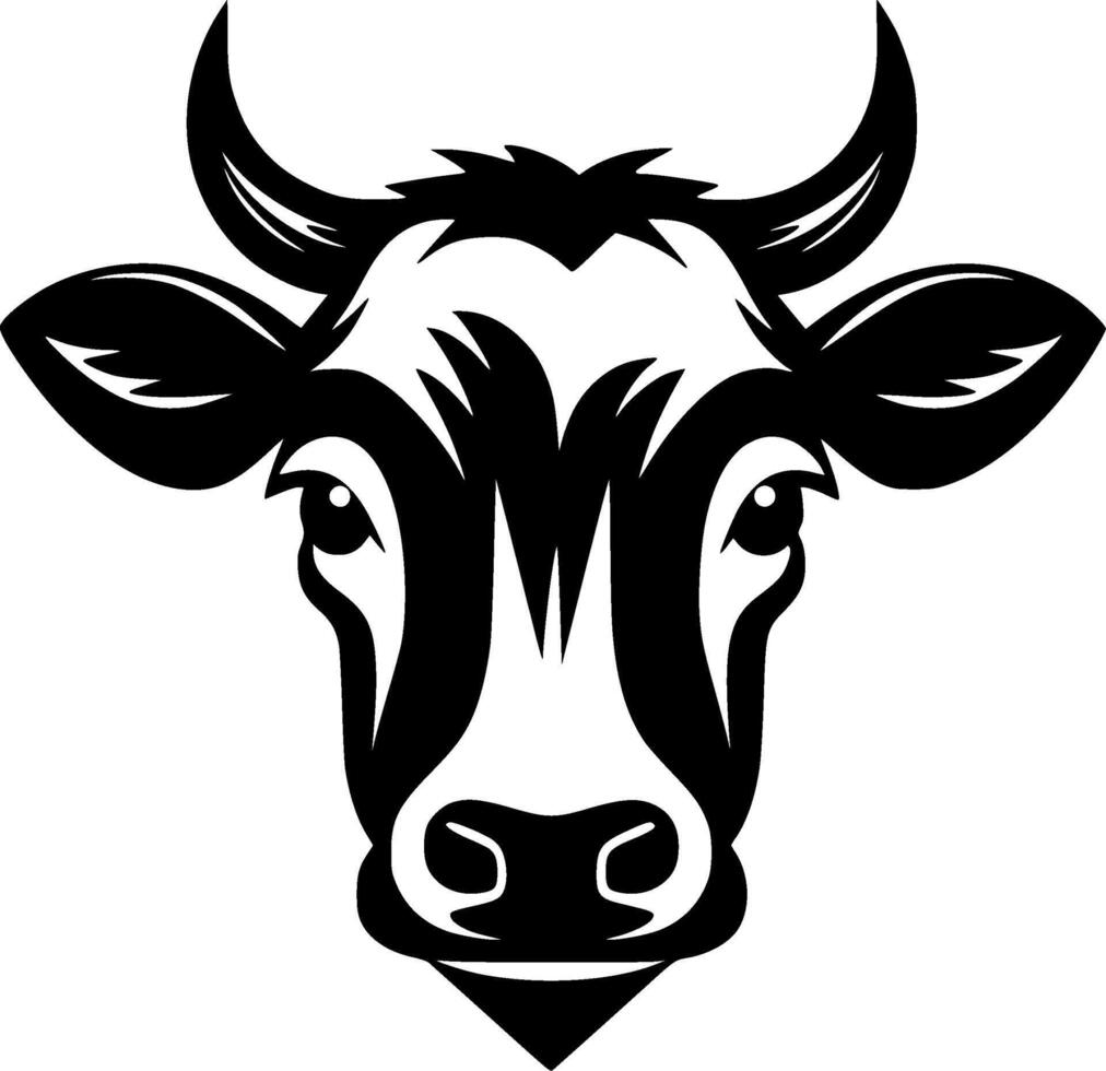 vaca - negro y blanco aislado icono - vector ilustración