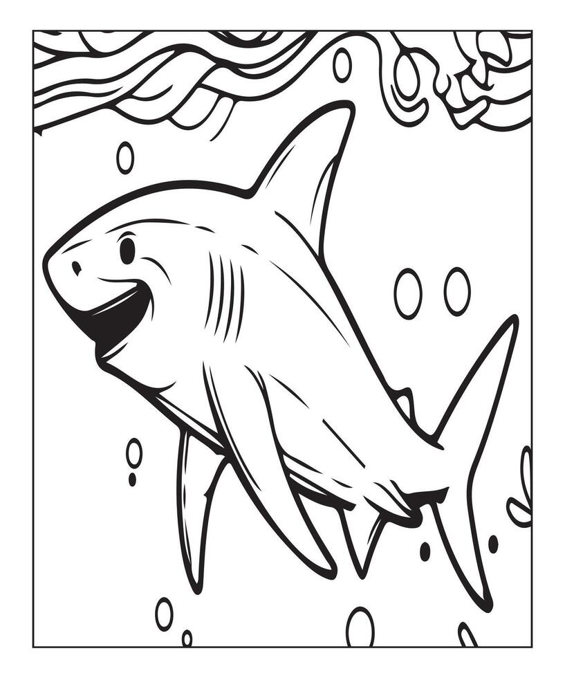 AI generated Printable shark coloring page for kids vector