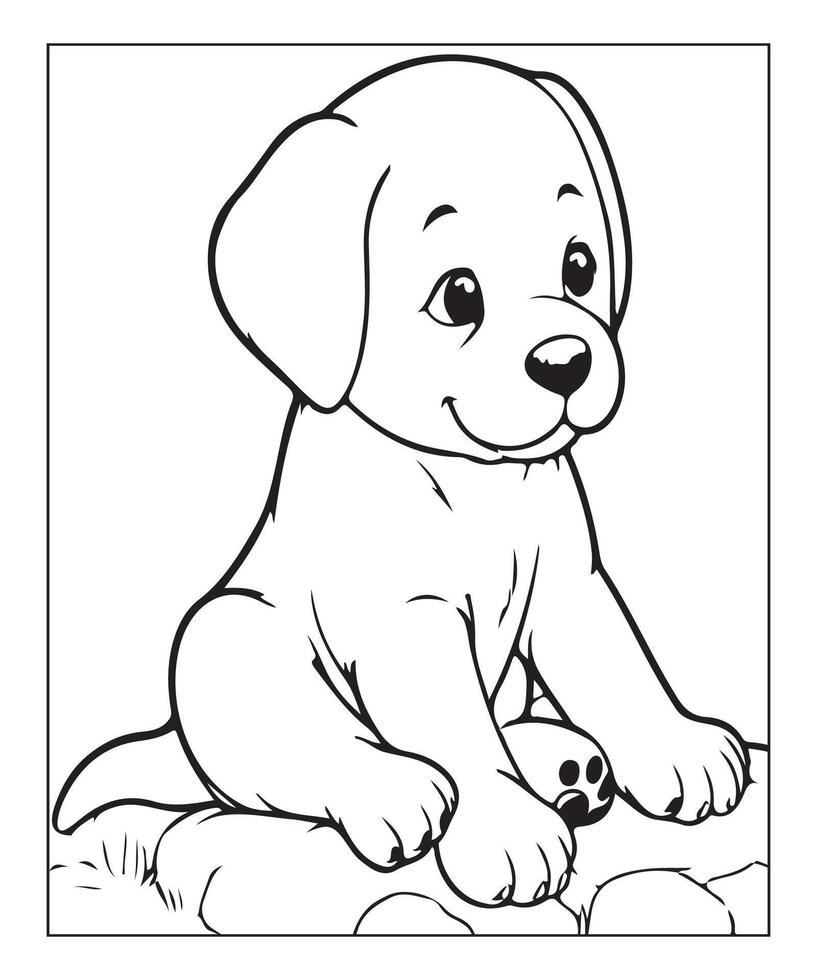 AI generated clean vector line art dog coloring page for kids