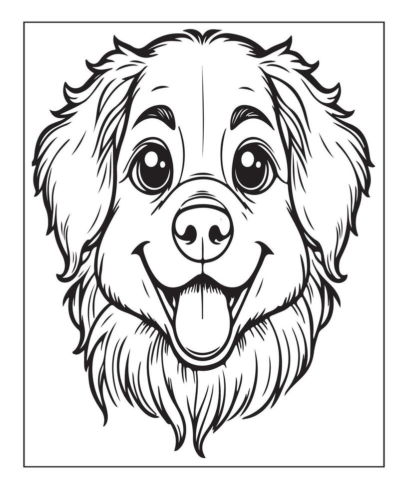 AI generated kids coloring page, dog coloring page illustration vector