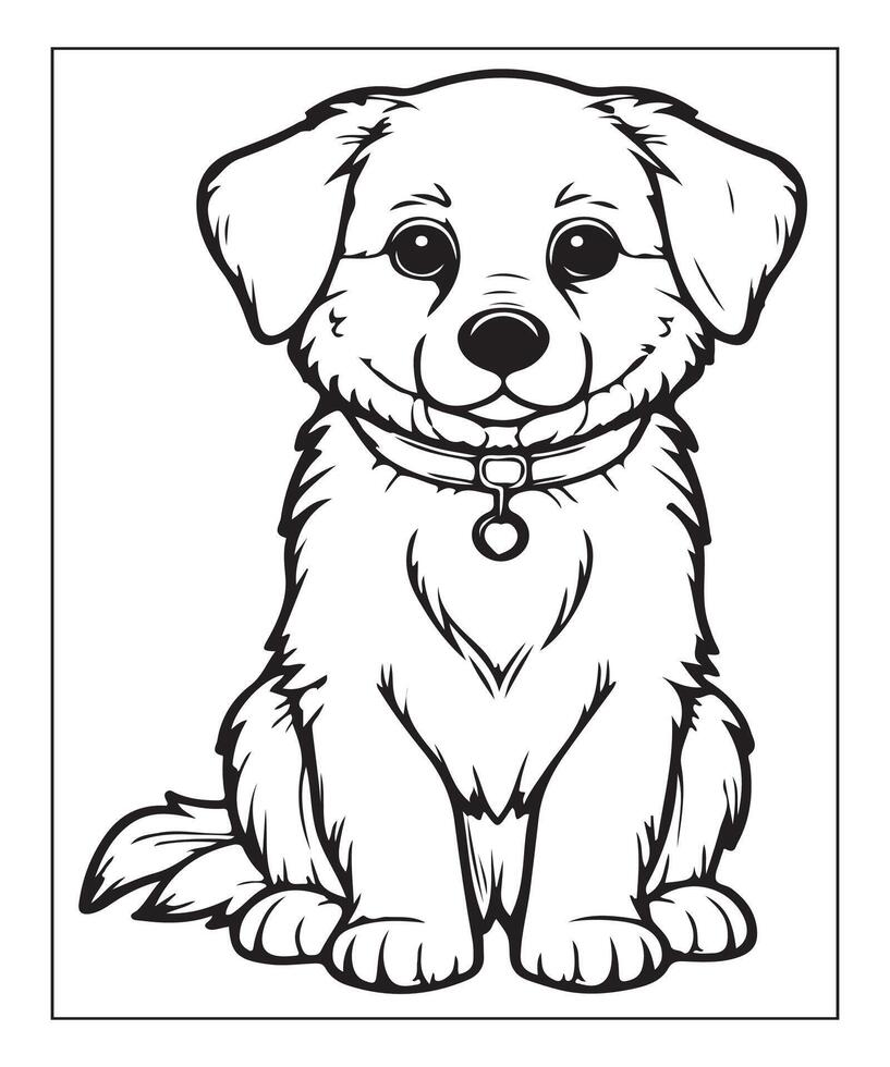 AI generated dog coloring page for kids vector