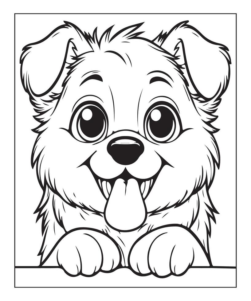 AI generated kids coloring page, dog coloring page illustration vector