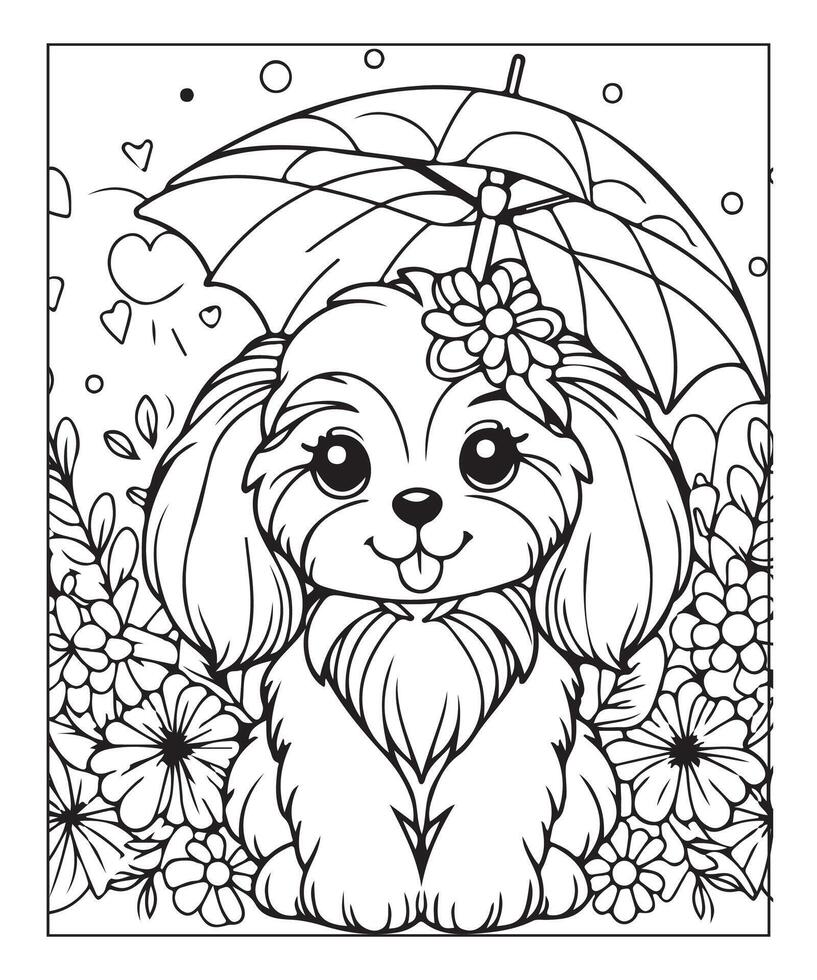 AI generated dog coloring page for kids vector