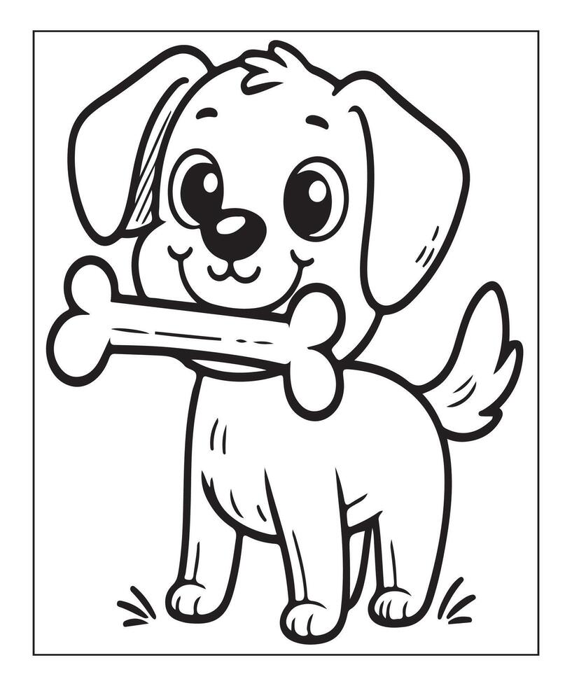 AI generated cute dog coloring page vector