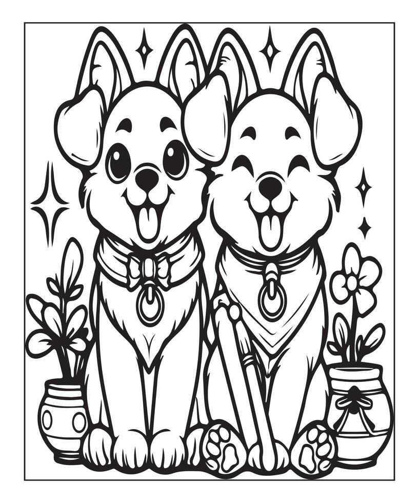 AI generated dog coloring page for kids vector