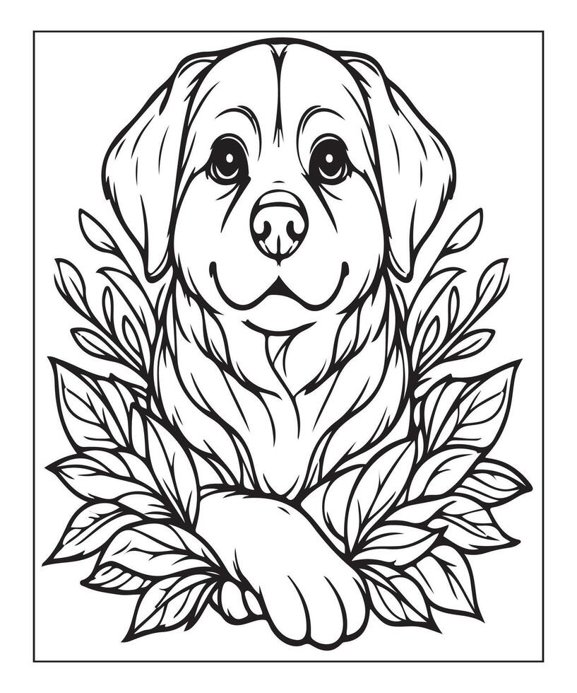 AI generated dog coloring page for kids vector