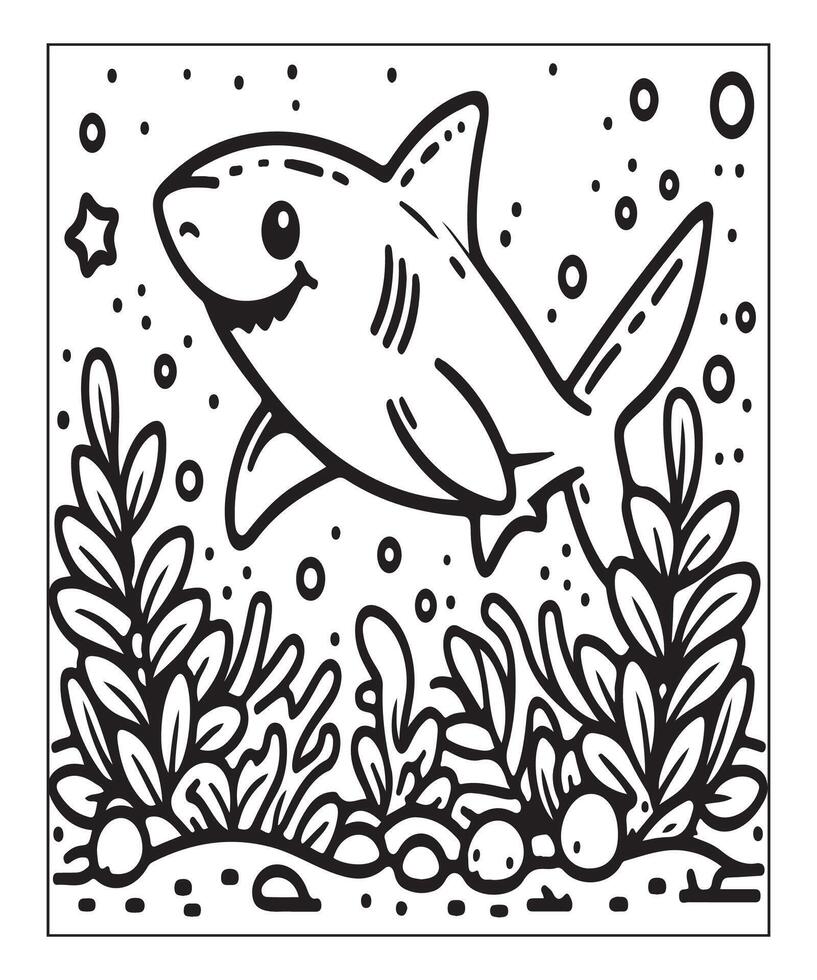 AI generated Printable shark coloring page for kids vector