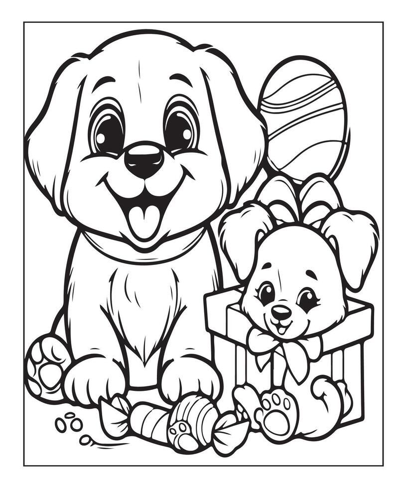 AI generated cute puppy coloring page illustration vector