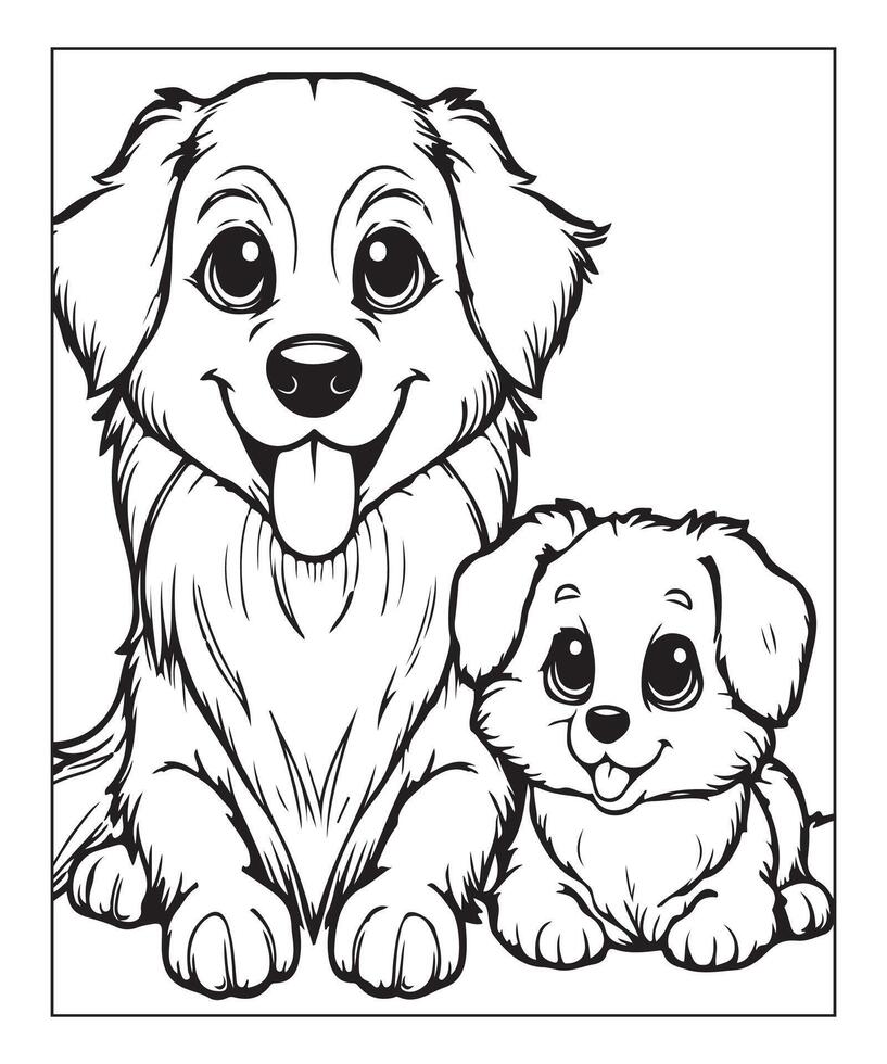 AI generated cute puppy coloring page illustration vector