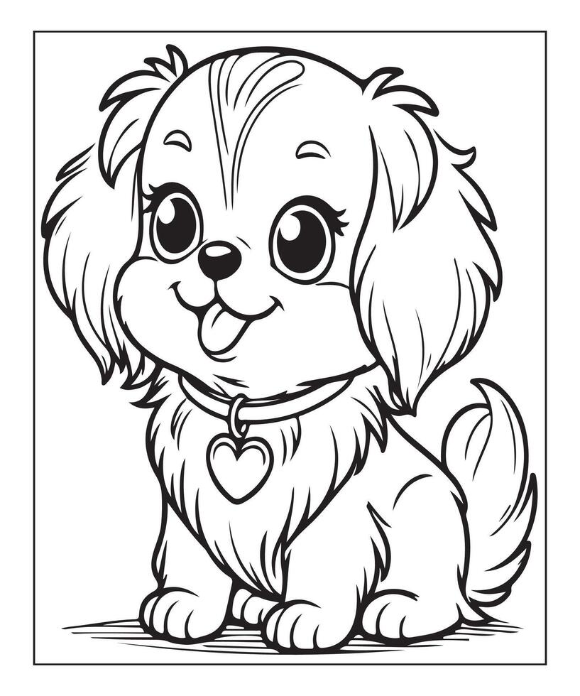 AI generated dog coloring page for kids vector