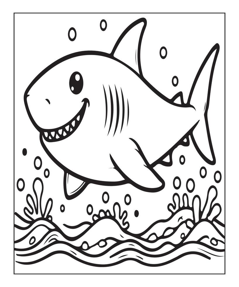 AI generated Printable shark coloring page for kids vector