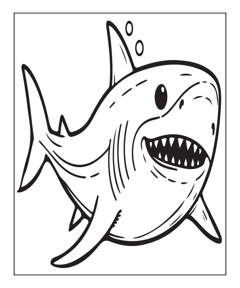 AI generated Printable shark coloring page for kids vector