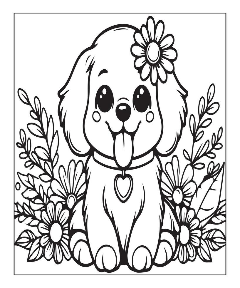 AI generated dog coloring page for kids vector