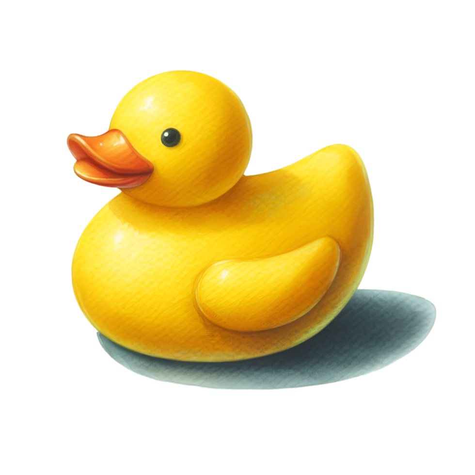 AI generated A bright yellow rubber duck toy. png