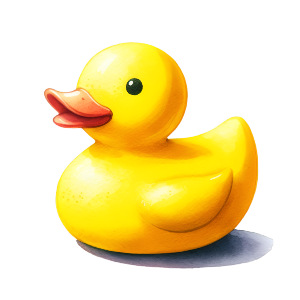 AI generated A bright yellow rubber duck toy. png