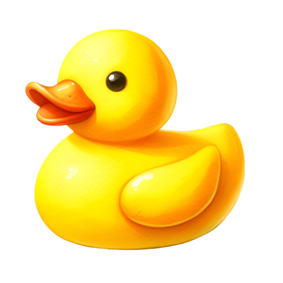 AI generated A bright yellow rubber duck toy. png