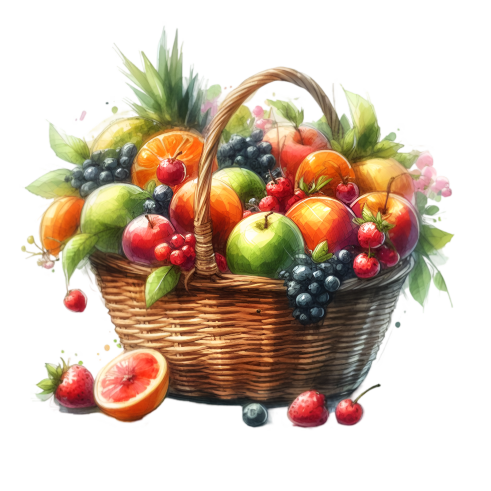 AI generated A basket overflowing with fresh fruits. png