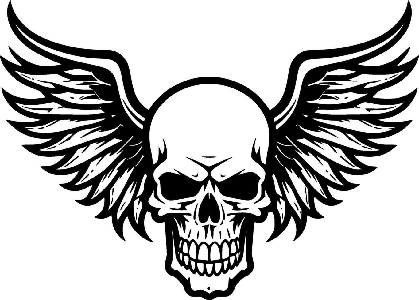 Skull With Wings - Minimalist and Flat Logo - Vector illustration