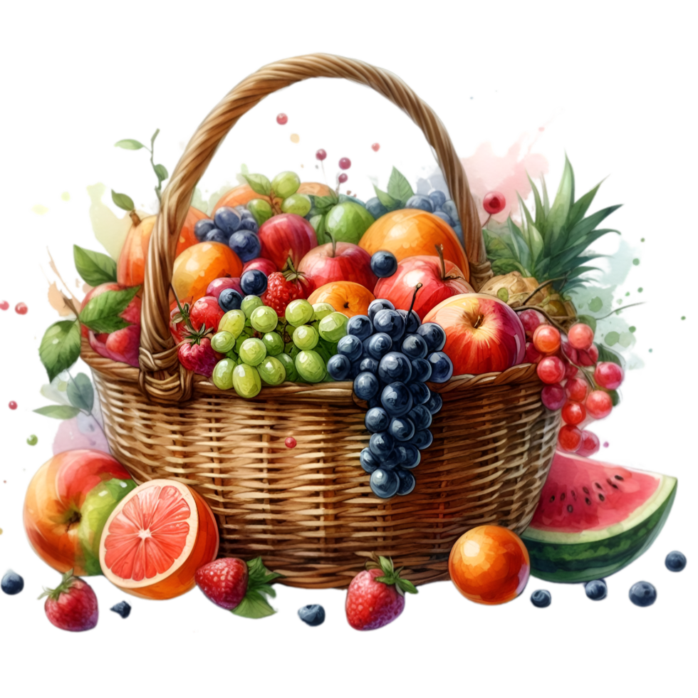 AI generated A basket overflowing with fresh fruits. png