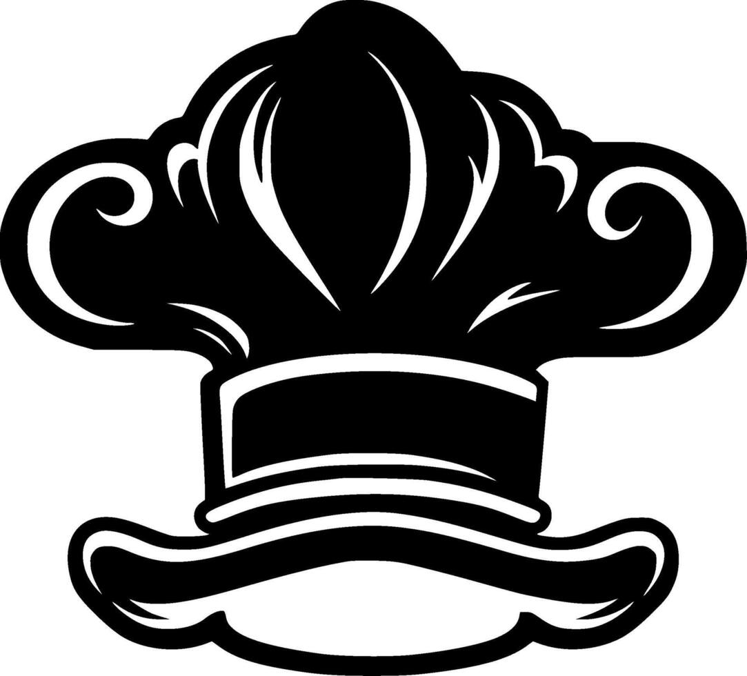 cocinero sombrero - negro y blanco aislado icono - vector ilustración