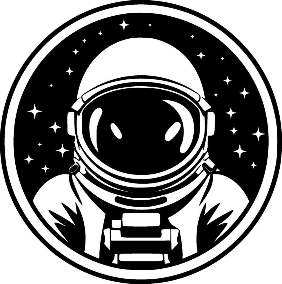 astronauta - negro y blanco aislado icono - vector ilustración