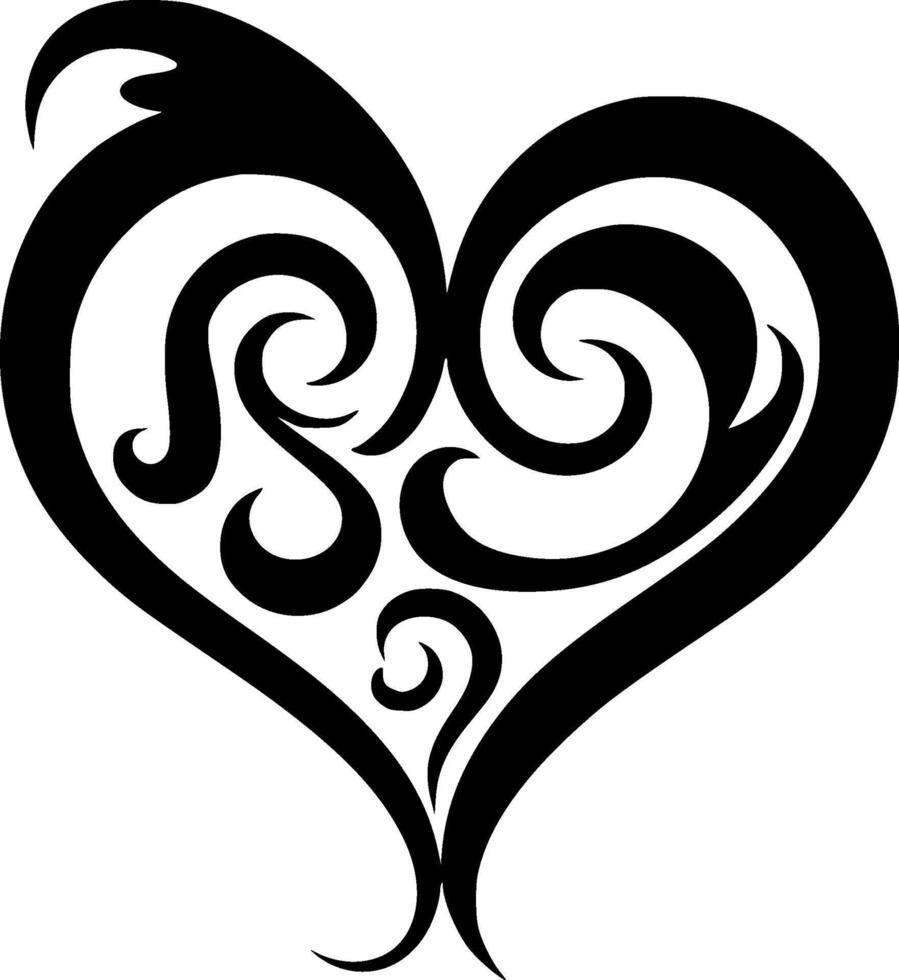 Heart, Black and White Vector illustration