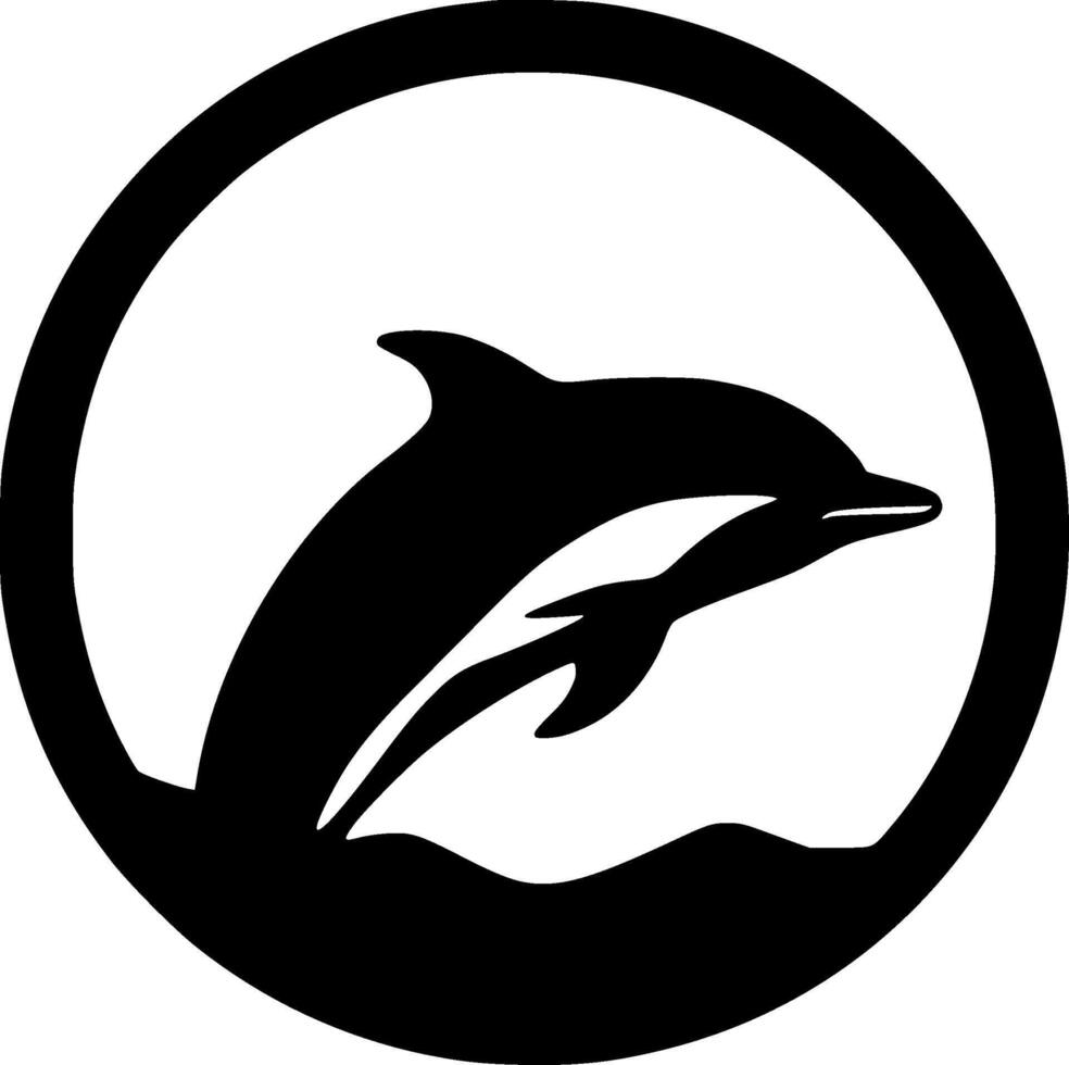 Dolphin - Black and White Isolated Icon - Vector illustration