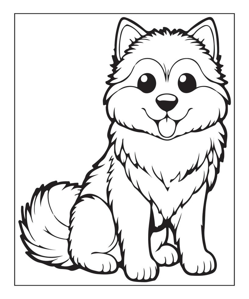 AI generated clean vector line art dog coloring page for kids
