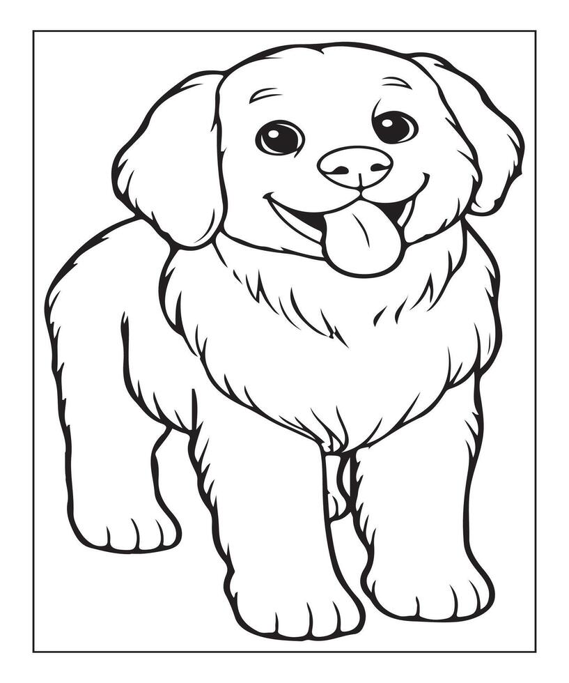 AI generated clean vector line art dog coloring page for kids