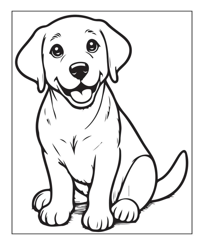 AI generated dog coloring page for kids vector