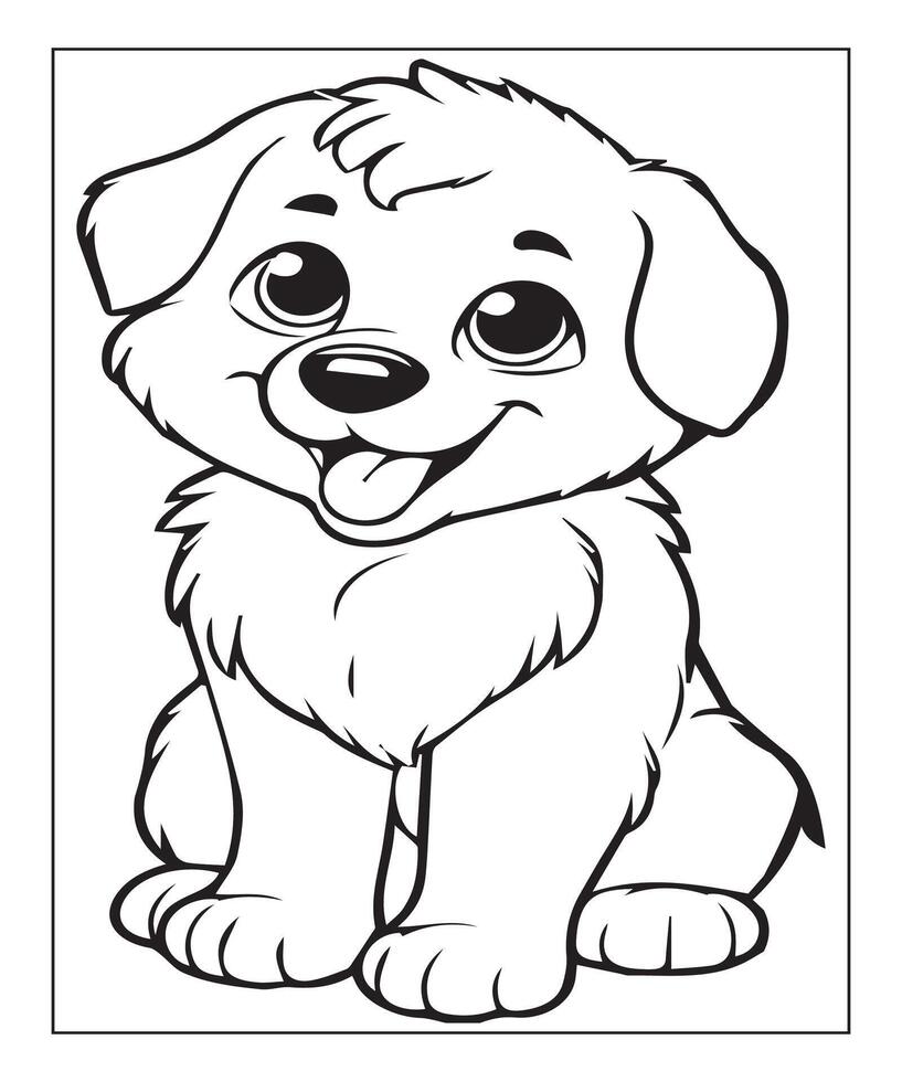 AI generated cute puppy coloring page illustration vector