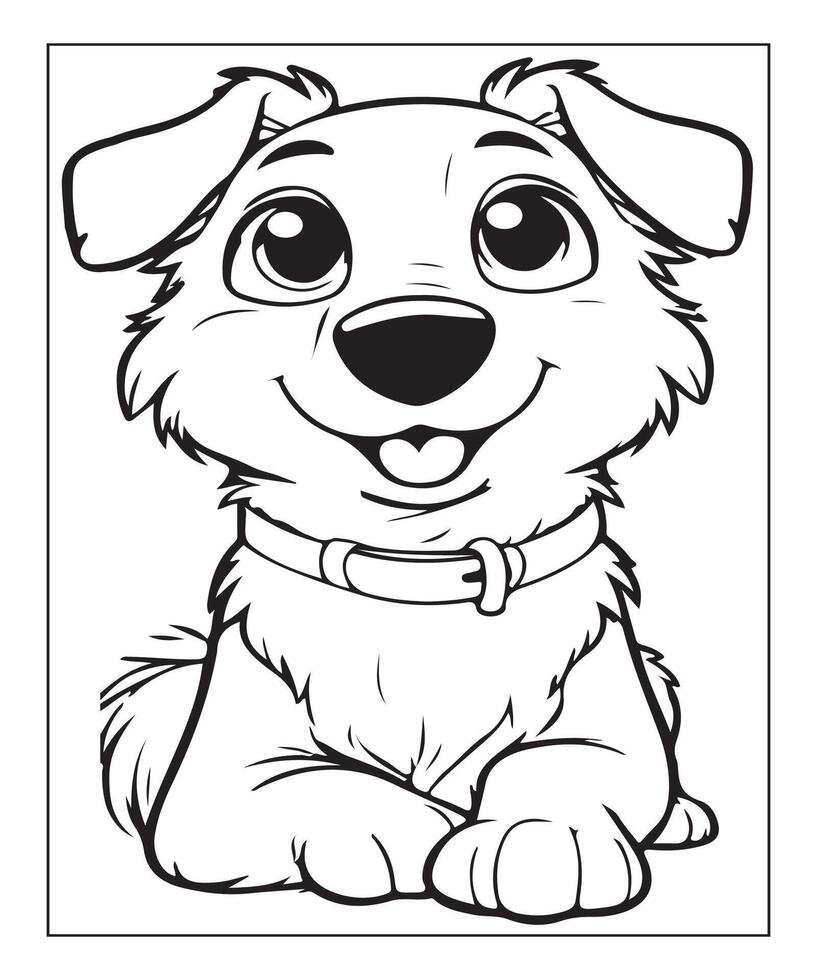 AI generated clean vector line art dog coloring page for kids