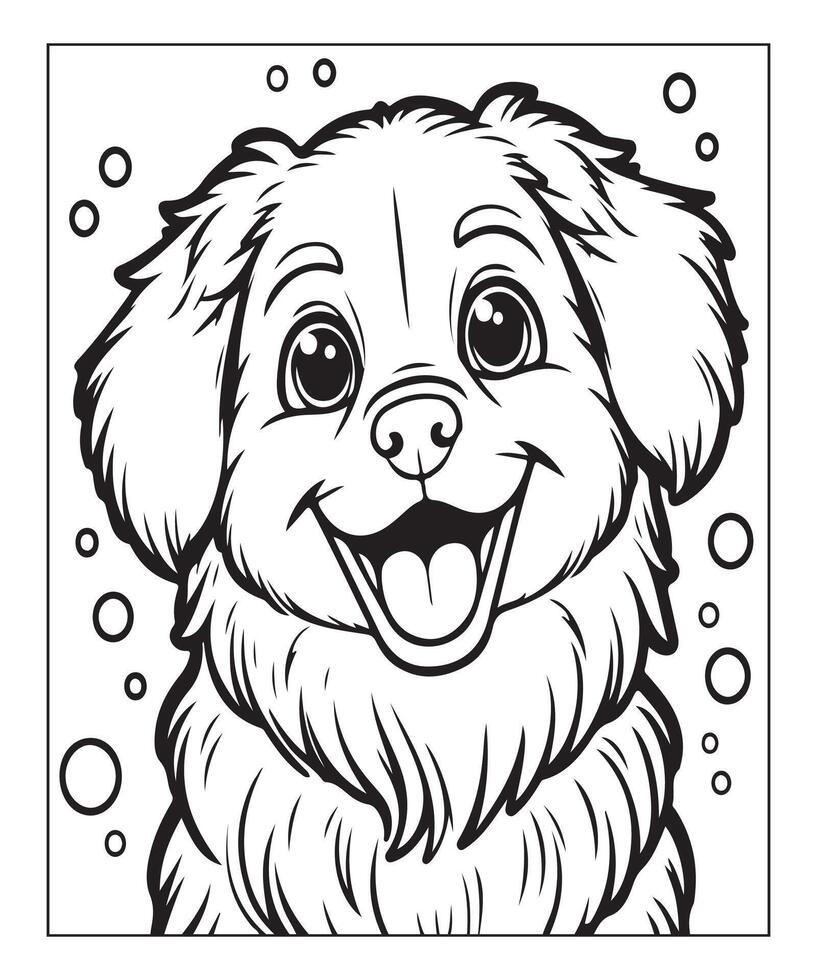 AI generated kids coloring page, dog coloring page illustration vector