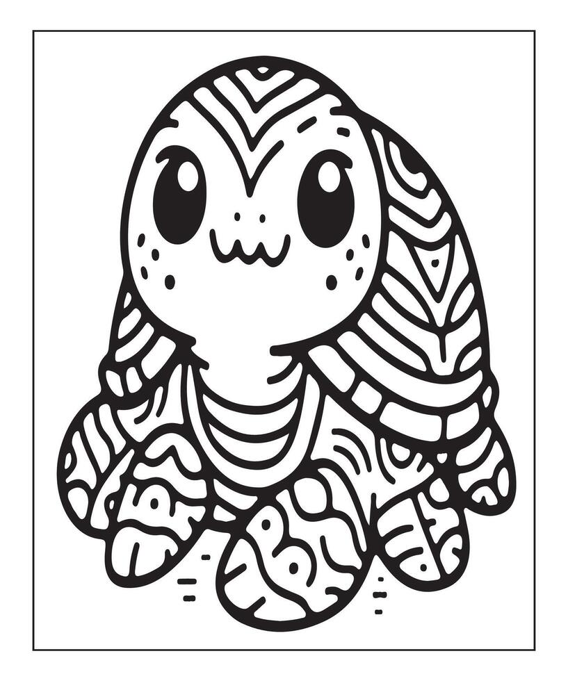 AI generated cute turtle coloring page for kids vector