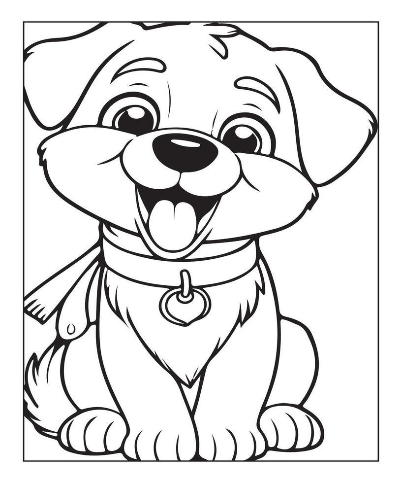 AI generated cute dog illustration coloring page for kids vector