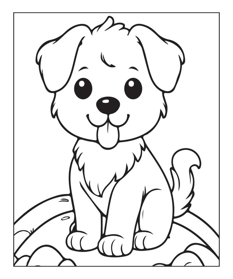 AI generated clean vector line art dog coloring page for kids