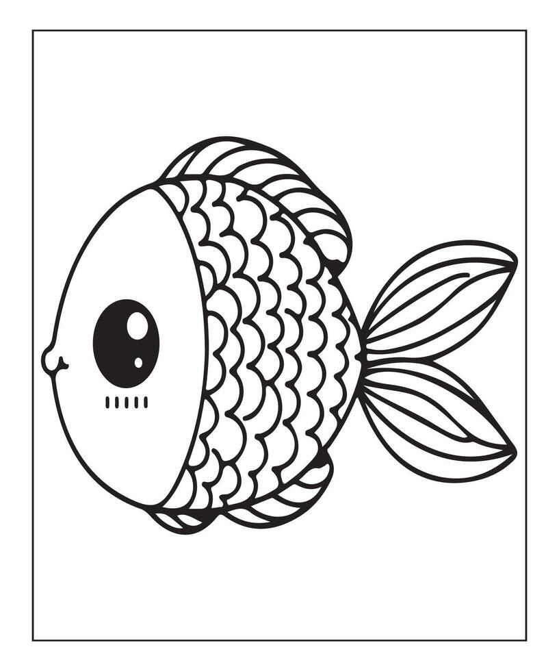 AI generated Fish coloring page for kids vector
