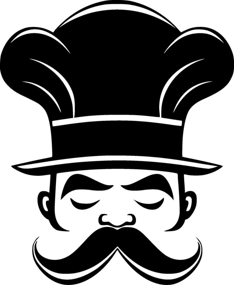 Chef Hat, Black and White Vector illustration