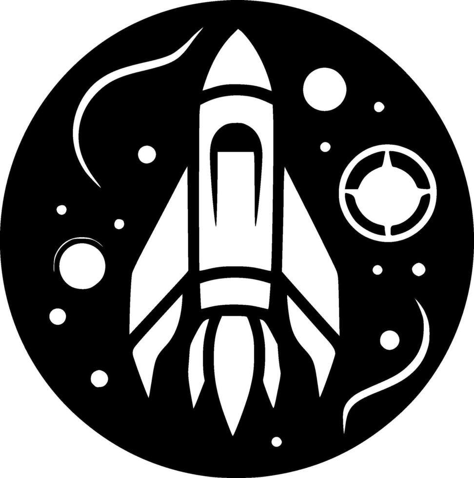 Rocket - Black and White Isolated Icon - Vector illustration